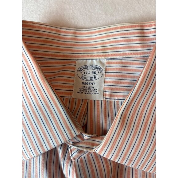 Brooks Brothers Mens Non-Iron Supima Cotton Regent Dress Shirt 17.5-36 Striped - Picture 3 of 12